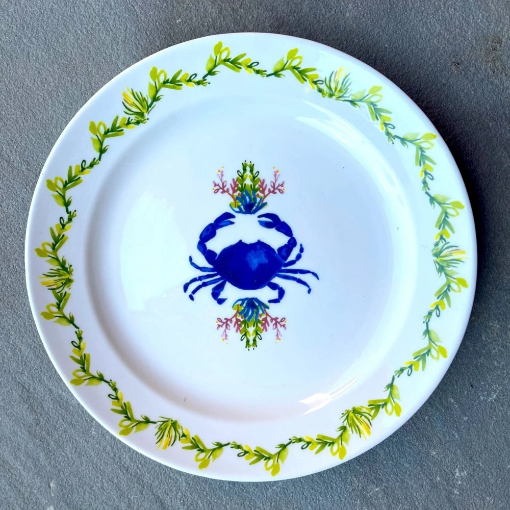 Anthropologie August Wren Crab Dinner Plate